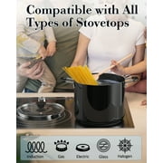 Cook N Home Professional 10.5 Quart Non stick Stock Pot with Lid, Riveted Handles, Big Soup Pot for Holiday Feasts, Stockpot with Even Heating, Induction Cookware, Oven & Dishwasher Safe, Black