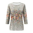thumbnail image 4 of CHUANK T-Shirts pour Femmes à Manches Trois-Quarts, Coupe Ajustée à Motif Floral, T-Shirts Blancs, Chemises pour Femmes, Manches 3/4 au Coude, Col Rond, Chemises Décontractées pour Femmes, Liquidation, Blouses et Hauts Boho, Vert TG, 4 of 5