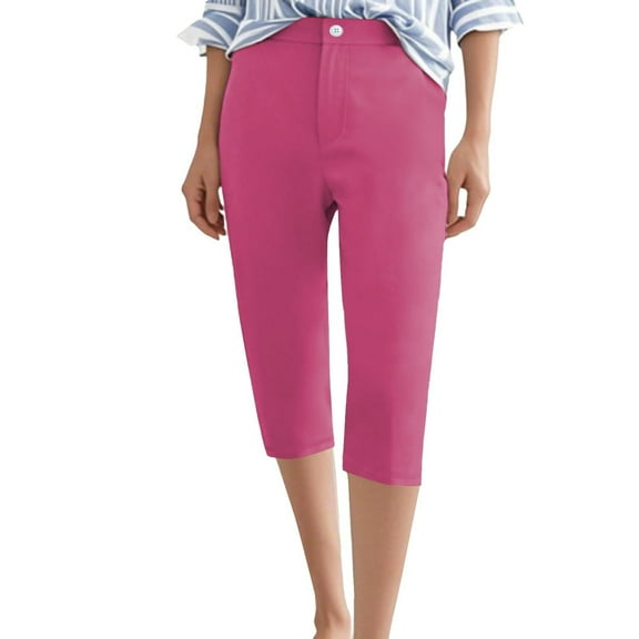 Kaemgyyd Capri Pants for Women Stretch Solid Color Office Work Pants Summer Casual Capris Slacks Crop Yoga Dress Pant