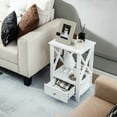 thumbnail image 2 of Costway Table de Chevet Moderne avec Tiroir Inférieur Étagère de Rangement Petite Table d'Appoint Blanche, 2 of 10