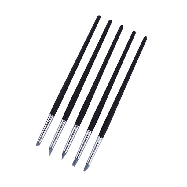 5pcs Silicona Silicona Cera De Arcilla Pen De Tallado Para Tallado Para Arcilla De Polímero Con Manijas De Madera Herramienta De Modelado Para Tallar Y Esculpir