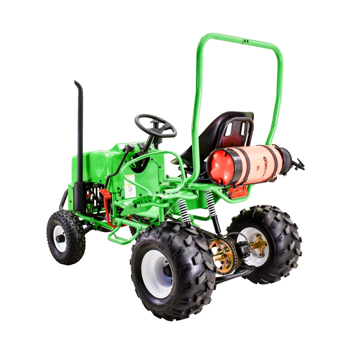 Massimo Mini Tractor 110cc 2WD Gas Go Kart – Kids & Youth Ride-On Utility Vehicle – Green