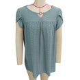 thumbnail image 2 of Camiseta de verano para mujer cuello en V camisetas de manga corta con pétalos ahuecados busto plisado color puro ajuste holgado para uso diario ANGGREK Otros, 2 of 3
