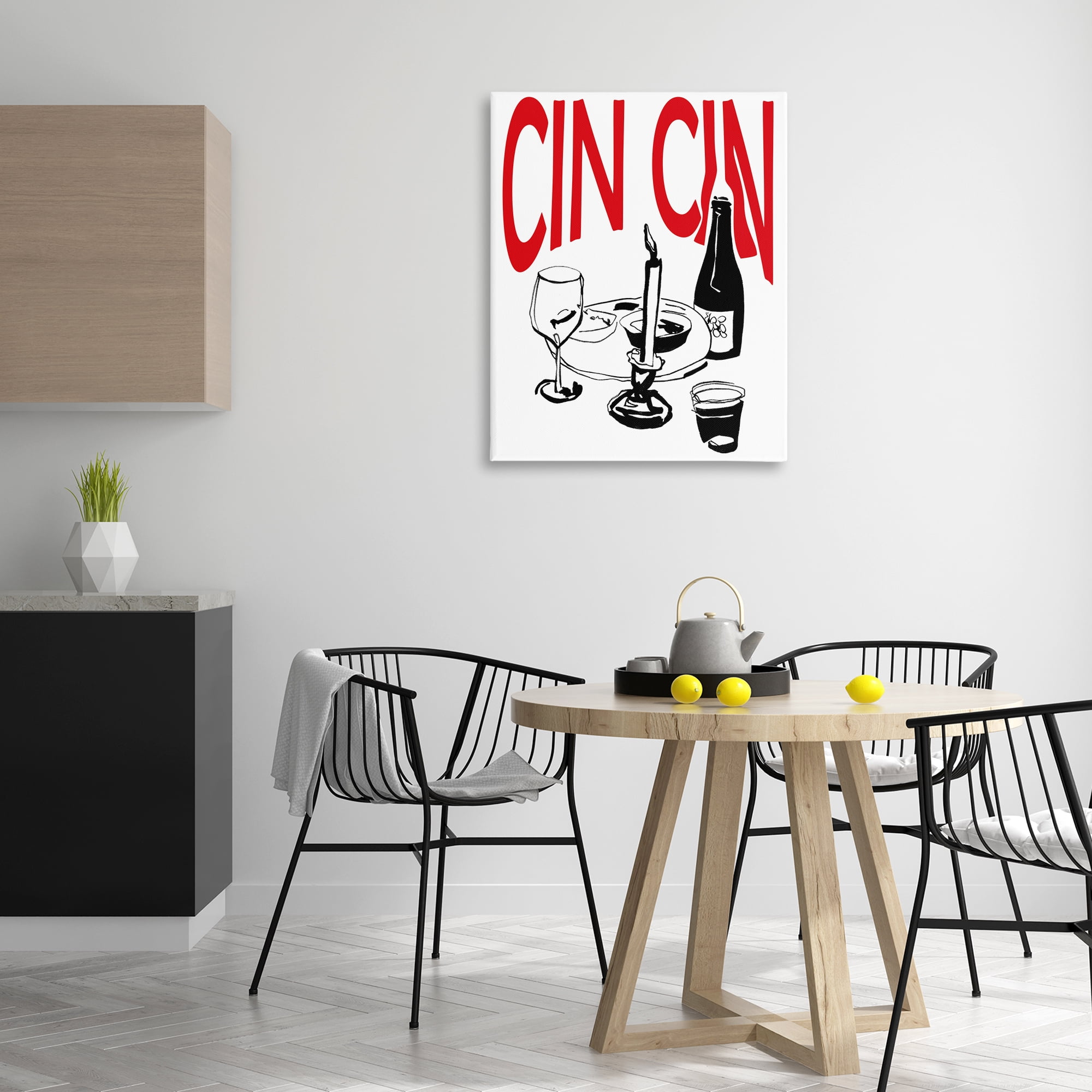 Stupell Industries Cheers Cin Cin Wine Food & Beverage Painting Wrapped Canvas Art Print Wall Art, 30 x 40