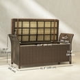 thumbnail image 3 of Outsunny 2-In-1 Patio Wicker Storage Bench 29 Gallon Storage Box Tan, 3 of 10