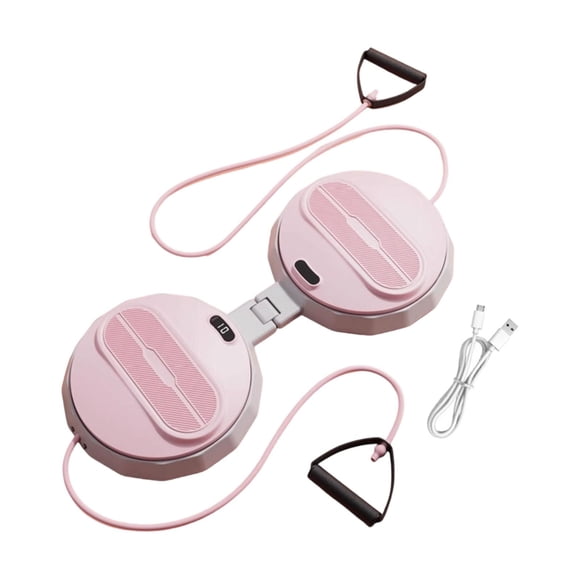 Tabla abdominal plegable, herramienta de fitness inteligente con contador de ejercicios, antideslizante y Rosa
