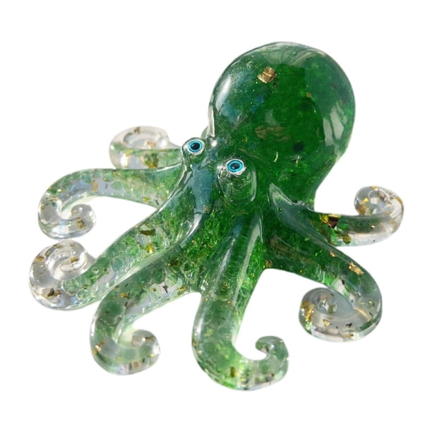 Figura de pulpo decorativa, estatua de animal, paisaje de acuario para gabinete de pecera verde