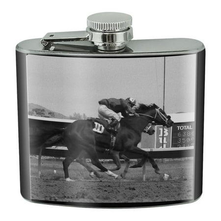 

At The Track Horse Racing Vintage Stainless Steel 5oz Hip Drink Kidney Flask