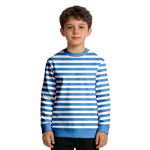 JTieacloth Chandail à Rayures à Manches Longues à Col Rond pour Garçons, Chandail Décontracté pour Enfants, Haut d'Été pour Garçons, Tailles 11-12 Ans