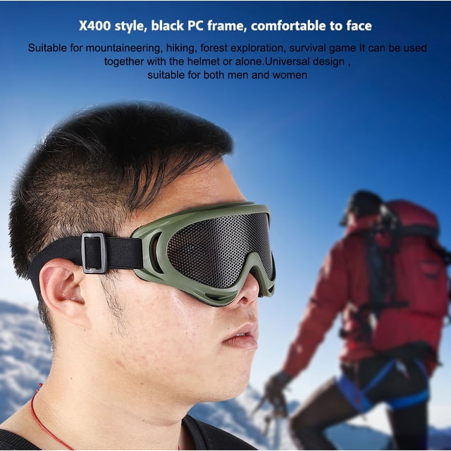 Gafas De Malla Estilo X400, Gafas Tácticas Universales De Acero Al Carbono Negras, Protección Ocular Airsoft Para Actividades Al Aire Libre 6,9x3,1 Pulgadas