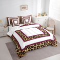 thumbnail image 3 of jejeloiu Brown Leopard Print 7pcs Bedding Comforter Set,Wild Animal Cheetah Queen Bedding Sets For Girls Kids Reversible, 3 of 8