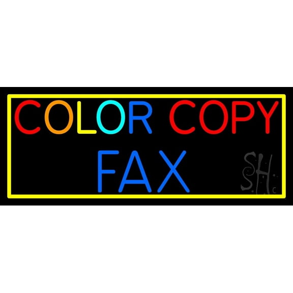 Color Copy Fax With Border LED Neon Sign 10 x 24 - inches, Clear Edge Cut Acrylic Backing, with Dimmer - Bright and Premium built indoor LED Neon Sign for Computer & Electronics store decor.