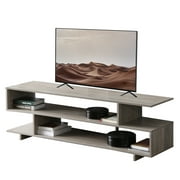 Bonzy Home Modern TV Stand for 65 Inch TVs with 2 Shelves Minimalist Style, Simple Media Console TV Unit with Bookshelves,  Gray Oak