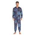 thumbnail image 3 of FORMRS Onesies Pajama for Adults Unisex Hoodie Winter Jumpsuit One Piece Sleepwear, Sizes S-2XL, Blue Fireworks Pattern, 3 of 7