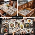 thumbnail image 3 of Coffee Cup Beans on Vintage Linen Placemats Set of 4,Wipeable Washable Table Mats for Dining Tables, Gnomes Brown Plaid Place Mats for Kitchen Event Party Tabletop Decor, 3 of 9