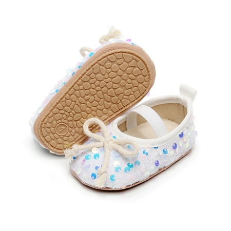 Loliuicca Baby Girl Dress Flats Soft Soles Cute Sequins Mary Jane Shoes