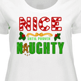 thumbnail image 4 of Inktastic Nice Until Proven Naughty with Holly and Gingerbread Man Women's Plus Size T-Shirt, 4 of 5