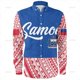 thumbnail image 1 of Camisas de manga larga con estampado 3D del emblema de Samoa Americana, estilo vintage, de tamaño pequeño, para hombre y mujer, con solapa gráfica y estampado étnico de Samoa, 1 of 6
