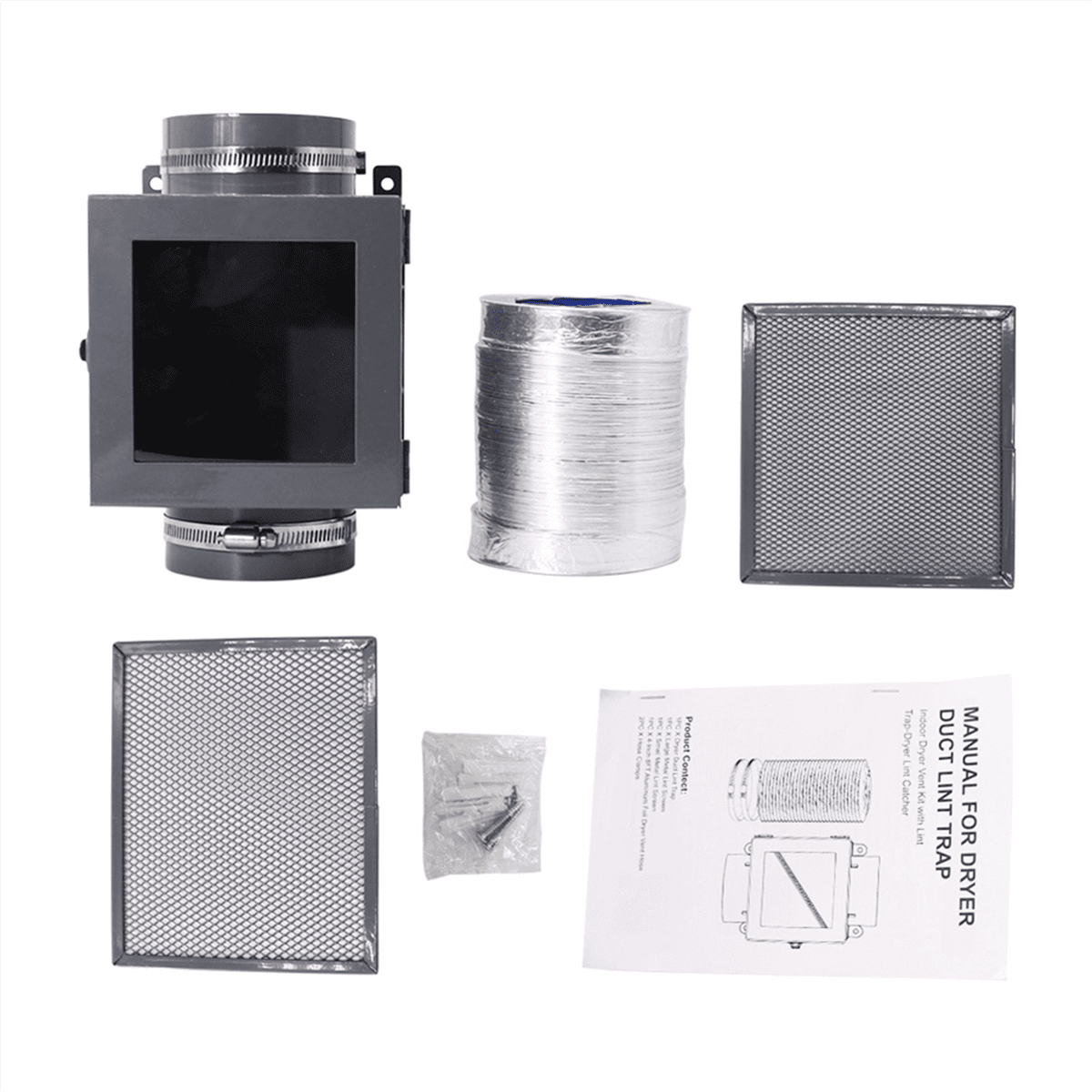 Dryer Duct Lint Trap, Indoor Vent Kit with Hose, Trap for Clothes Dryers - Catcher