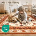 thumbnail image 4 of ODIKA 5'x7' Washable Area Rug Orange Burnt Fall Vintage Mid Century Border Bathroom Terracotta for Guest Room, Lounge, Apartment, Non-Slip Low Profile, Stain Resistant, 4 of 7