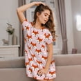 thumbnail image 3 of Easygdp cute fox pink Camisón de manga corta para mujer, informal, estampado, 3 of 6