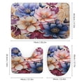 thumbnail image 3 of 4 Pcs Shower Curtain Set Watercolor Flower Pattern Non-Slip Rugs And Toilet Mat Lid Rug Accessories Abstract Wild Flowers Bathroom Decor Sets for Bathroom Decor 72inch X 72inch, 3 of 8