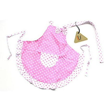 Cotton Tea Apron - Princess White Pink Dot Bow Frill Adjustable Kid Cotton Apron