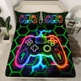 thumbnail image 2 of Erosebridal Gaming Sheet Set Twin Teens, Geometry Hexagon Bedding Sets Twin Size, Game Room Decor, 3-Piece (Top Sheet, Fitted Sheet, Pillowcase), 2 of 6