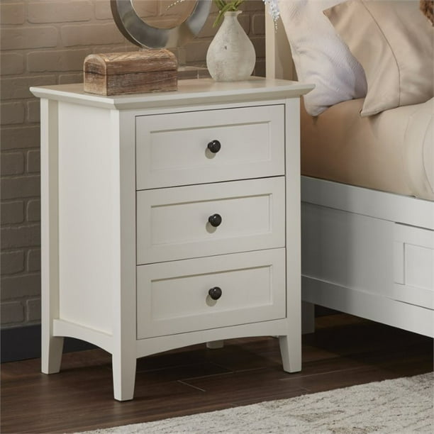 Bowery Hill Modern Engineered Wood 3 Drawer Nightstand in White