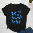 thumbnail image 1 of Hauts d'Été Grande Taille pour Femmes, Mode Décontractée, Imprimé Papillon, Manches Courtes, Col Rond, Hauts Graphiques Originaux, T-Shirt Col en V pour Femmes en Liquidation, 1 of 3