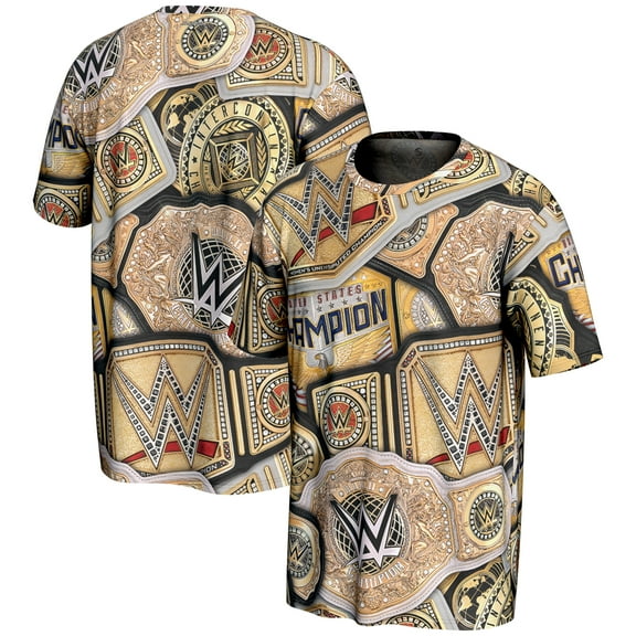 Men's ProSphere Gold WWE Title Belt Collage T-Shirt