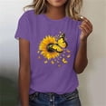 thumbnail image 2 of HAPIMO Women' Plus Size Casual Loose Flower Graphic Bsaic Tees Elegant Blouses Summer Tops for Women Fashion Clothes Crew Neck Tees Dressy Tunic Purple L, 2 of 4