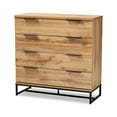 thumbnail image 2 of Baxton Studio Reid Modern and Contemporary Industrial Oak Finished Wood and Black Metal 4-Drawer Dresser, 2 of 7