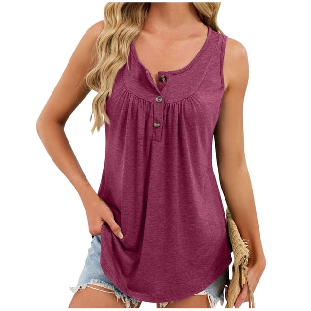 RXMEKW Camisole Sans Manches pour Femmes, Débardeur Col Rond, Mélange Polyester Doux, Blouse Décontractée en Couleurs Assorties