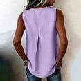 thumbnail image 6 of Inverlee Linen Sleeveless Tank Tops for Women Side Tie Button Decor Loose Fit Blouses Beach Daily Casual Camisoles Purple XXL, 6 of 7