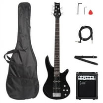 5 String Full Size Bass Guitar SS Pickups and Amp Kit for The Experienced Player Black