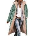 thumbnail image 2 of Dwralegc Long Fleece Jacket Women Long Sleeve Thick Oversized Long Puffer Jackets Winter Trendy Zip Up Quilted Coat Heavyweight Hooded Sherpa Lined Jacket with Pockets Light Green XL, 2 of 8