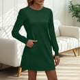 thumbnail image 4 of Wdfiry Sweatshirt Dress for Women Round Neck Long Sleeve Solid Color Dress Casual Pullover Fall Mini Dresses, 4 of 7