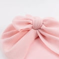 thumbnail image 5 of Cute Toddler Hair Accessories Cotton Solid Color Textured Ribbed Turban Hats Baby Hat Hospital Headwraps Bow Topknot Cap GREY, 5 of 8