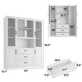 thumbnail image 3 of Oxylife 78.7”H Tall Bookcase Bookshelf with Storage Shelves, 3 Drawers & 4 Glass Doors, Wooden Display Storage Cabinet with 11 Compartments for Home Office, Living Room, White, 3 of 10