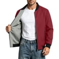 thumbnail image 2 of Men's Casual Lightweight Bomber Jacket Zip Up Stand Collar Baseball Jacket Solid Color Casual Windproof Jacket For Spring Autu Commute Casual Daily Outings, 2 of 9