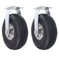 thumbnail image 2 of 4PCS 10IN CASTER pneumatic tire(2PCS SWIVEL+2PCS RIGID), Caster Wheel, Steel Hub with Ball Bearings, 5/8-Inch Bore Centered Axle -black,, 2 of 26