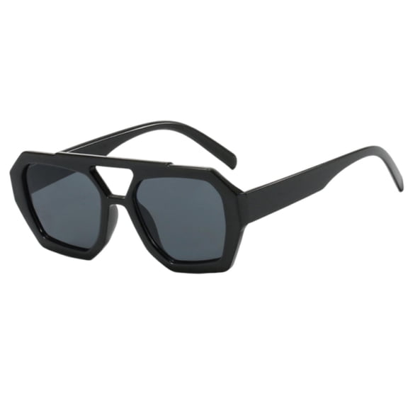 HEVRJEWJD Trendy Sunglasses for Women Men Hexagonal Square Thick Frame Double Bridge Sun Glasses Shades Glasses Riding Eyewear Black 14.5cm
