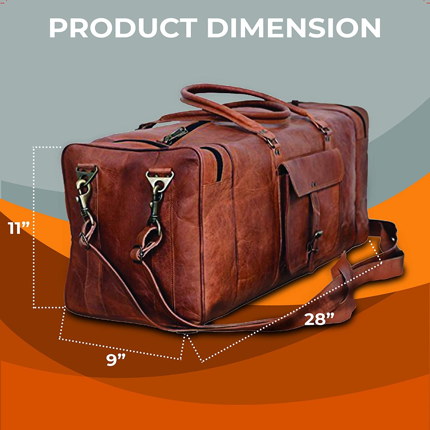KPL 28 Inch Large Leather Duffel Travel Duffle Gym Sports Overnight Weekender