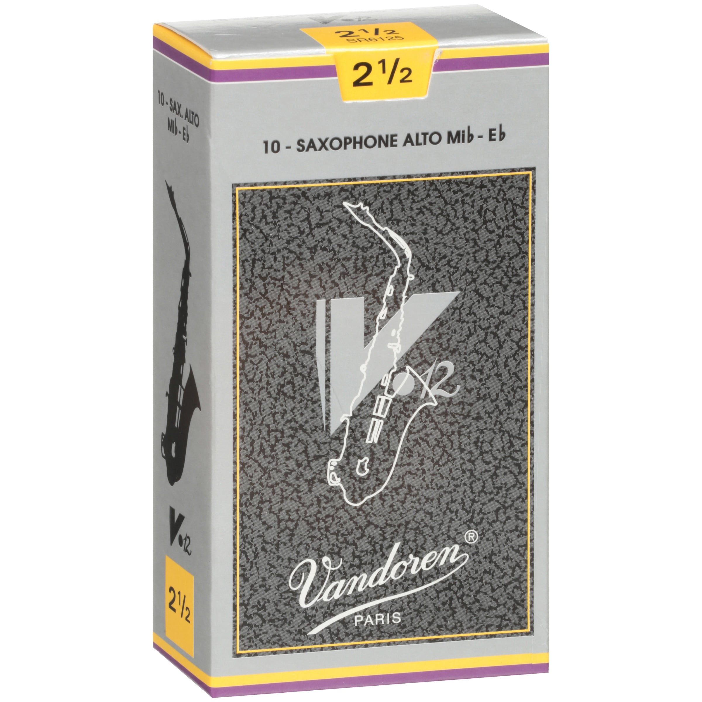 Vandoren Alto Sax V.12 Reeds Strength #2.5; Box of 10