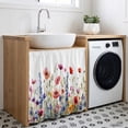 thumbnail image 3 of Pastoral Spring Floral Cabinet Curtain 35"Wx35"L,Dustproof Under Sink Skirt with Self Adhesive Tape,Elegant Summer Flower Botanical Cabinet Curtain Cover for Kitchen Sink,Bathroom Vanity,Laundry Room, 3 of 9