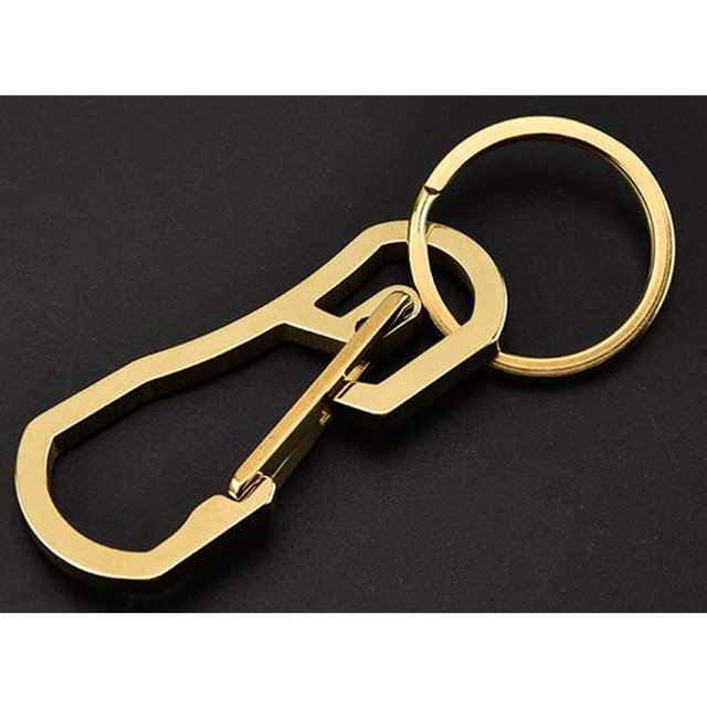 Alsmiley Mosquetón de Acero Inoxidable Clip Anillo Retráctil Conjunto Llavero Ganchos de Liberación Rápida para Hombres Mujeres Oro