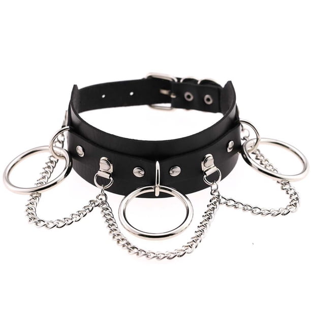 Sonducket Gargantilla de cuero Sexy para mujer, Gargantilla gótica punk, cadena de color plateado, Collar harajuku, joyería de festival Ropa, zapatos y accesorios Miscelánea negro
