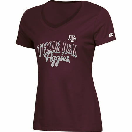 Women's Russell Maroon Texas A&M Aggies Arch V-Neck T-Shirt