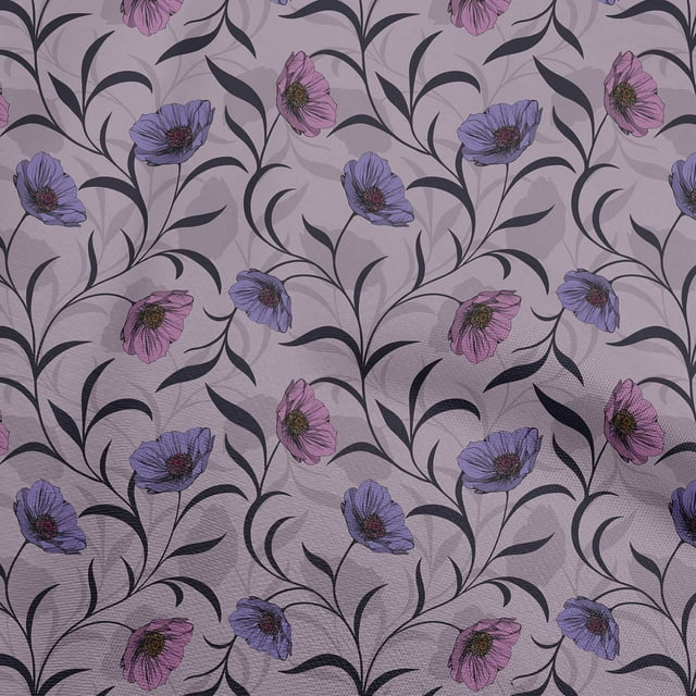 oneOone Silk Tabby Lavender Fabric Florals Fabric For Sewing Printed Craft Fabric By The Yard 42 Inch Wide